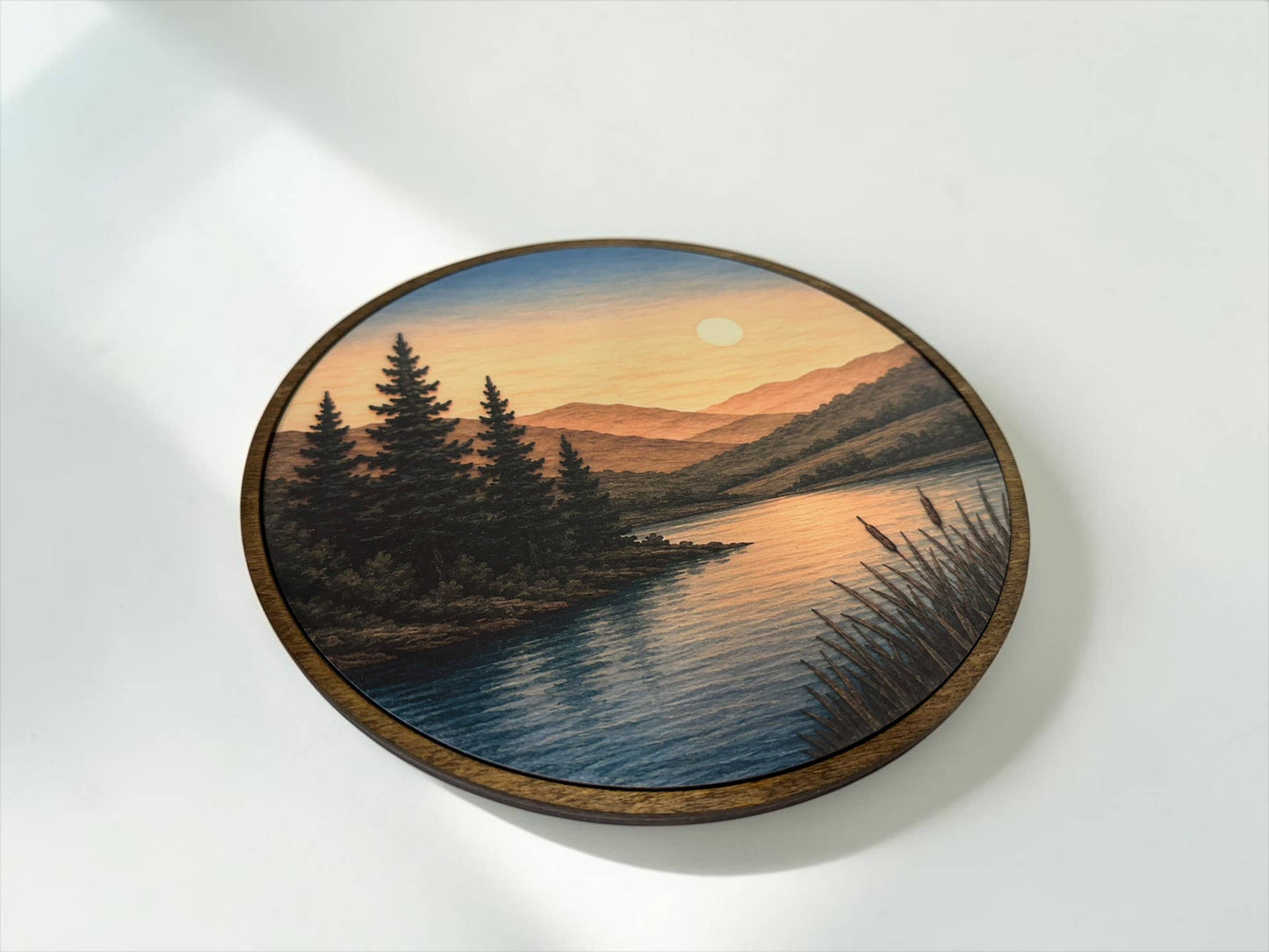 Handcrafted Wood Wall Art - Mountain Lake Print