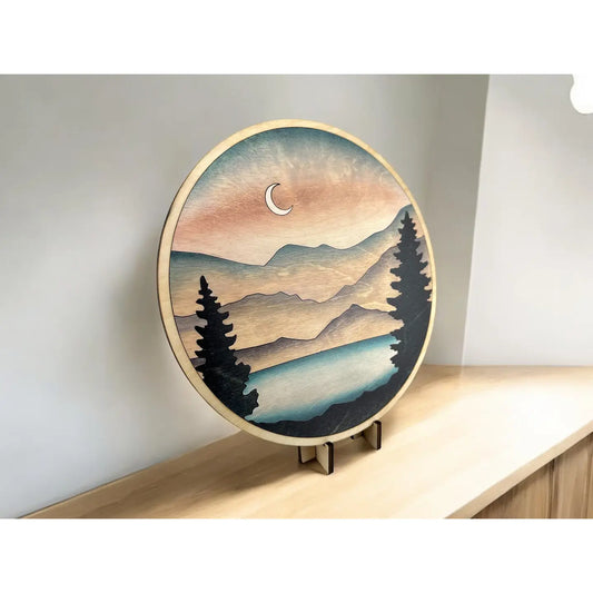 Handcrafted Wood Wall Art - 10" Nature-Inspired Forest Print