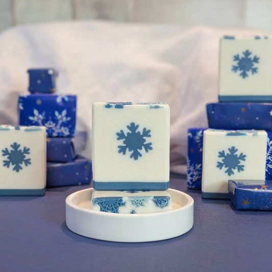 Winter Wonderland - Blue and White Holiday Goats Milk Soap