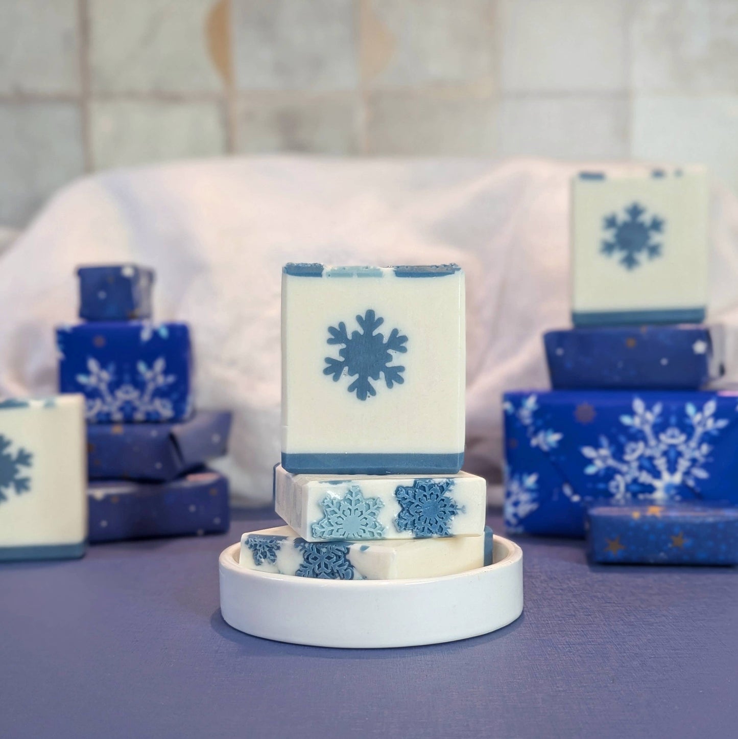 Winter Wonderland - Blue and White Holiday Goats Milk Soap
