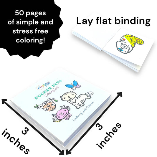 Pocket Pets Animal Designs 3x3 Mini Coloring Book for Adult