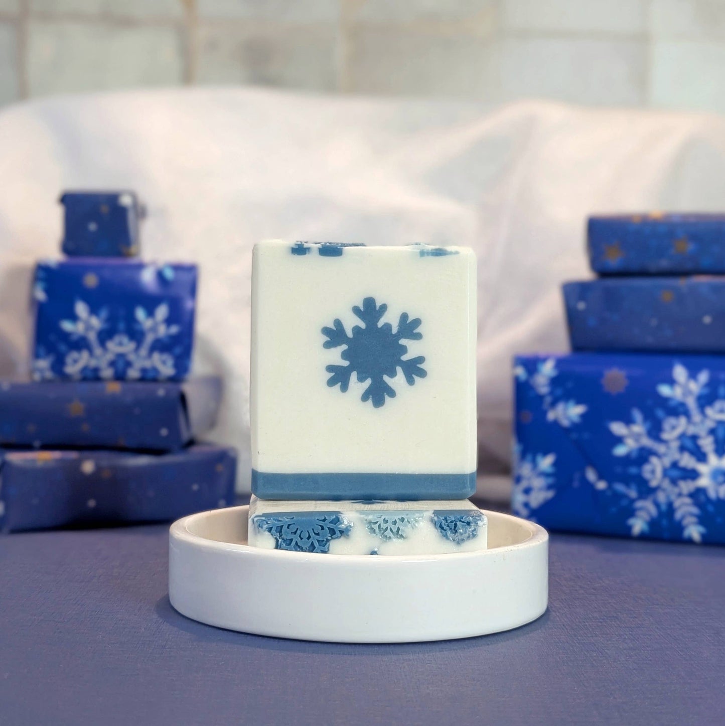 Winter Wonderland - Blue and White Holiday Goats Milk Soap