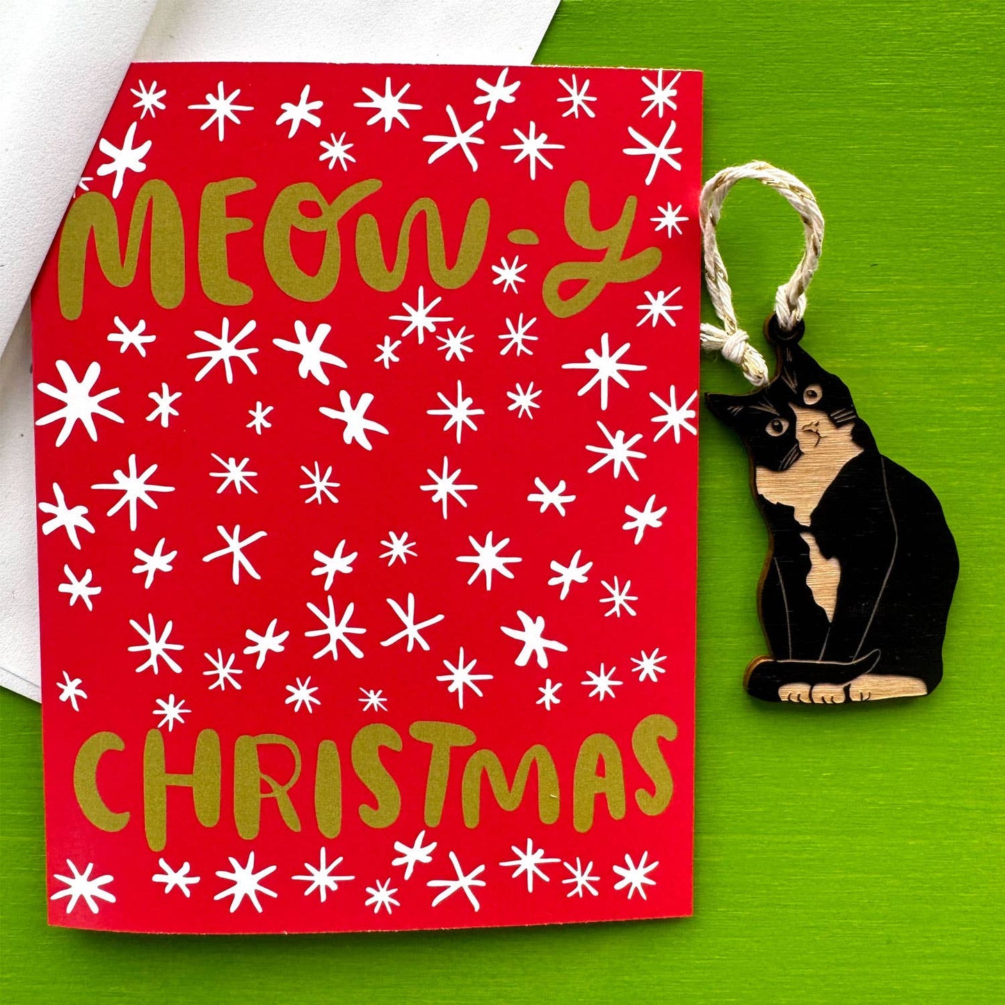 Meowy Christmas - Cat Ornament w/Card
