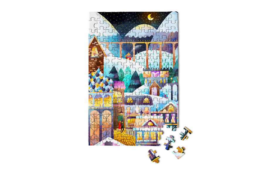 Alpine Village Holiday Mini Puzzle Gifts for Travel