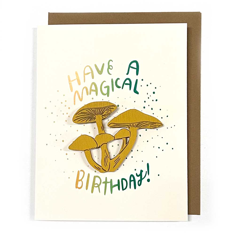 Magical Birthday - Mushroom Magnet w/ Card
