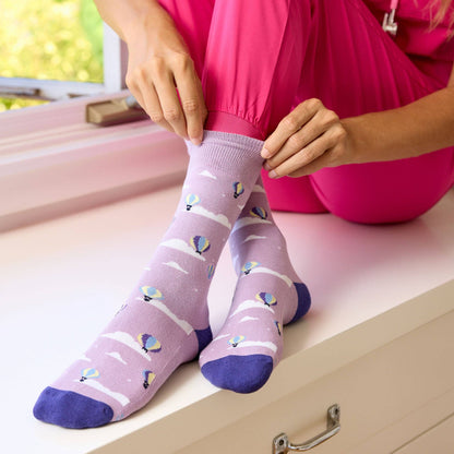 Socks that Fight Childhood Cancer (Purple Hot Air Balloons)