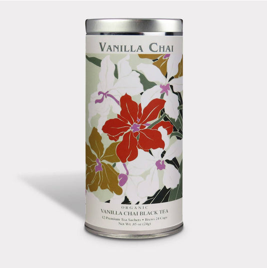 Fluer Nuevo Vanilla Chai Black Tea-12 Tea Sachets - Tall Tin