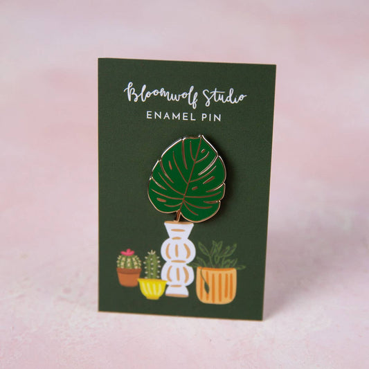 Monstera Leaf Enamel Pin - Plant Lover Stocking Stuffer