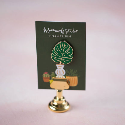 Monstera Leaf Enamel Pin - Plant Lover Stocking Stuffer