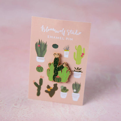 Cacti Field Enamel Pin - Plant Lover Stocking Stuffer