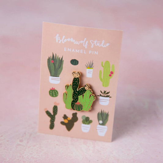 Cacti Field Enamel Pin - Plant Lover Stocking Stuffer