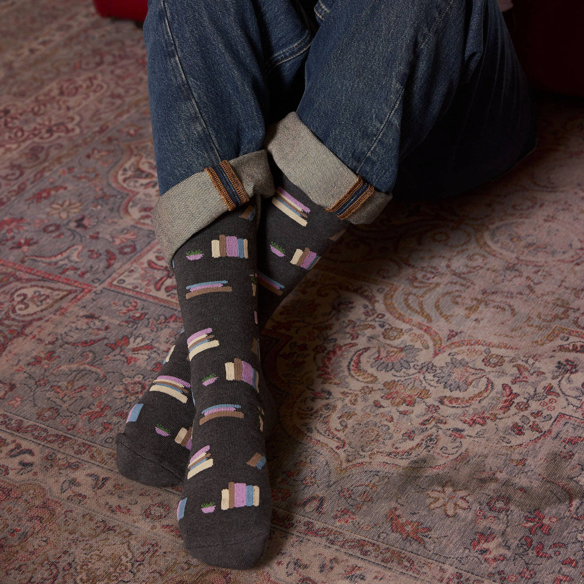 Socks that Give Books | Gray Bookshelves - Gifts for Readers