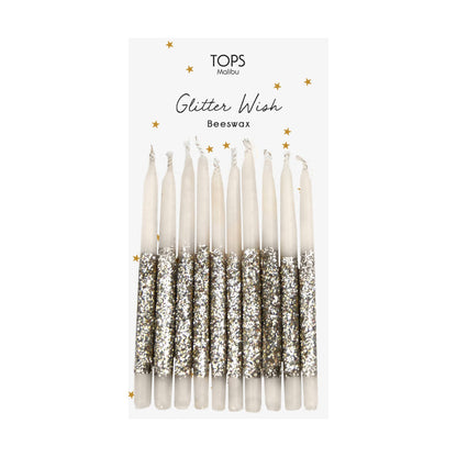 Glitter Wish 3" Beeswax Candles - Gold - Set of 10