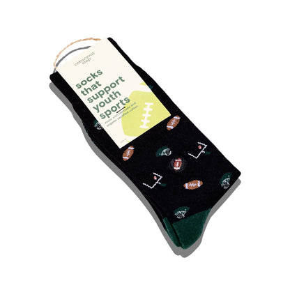 Socks that Support Youth Sports | Black Footballs