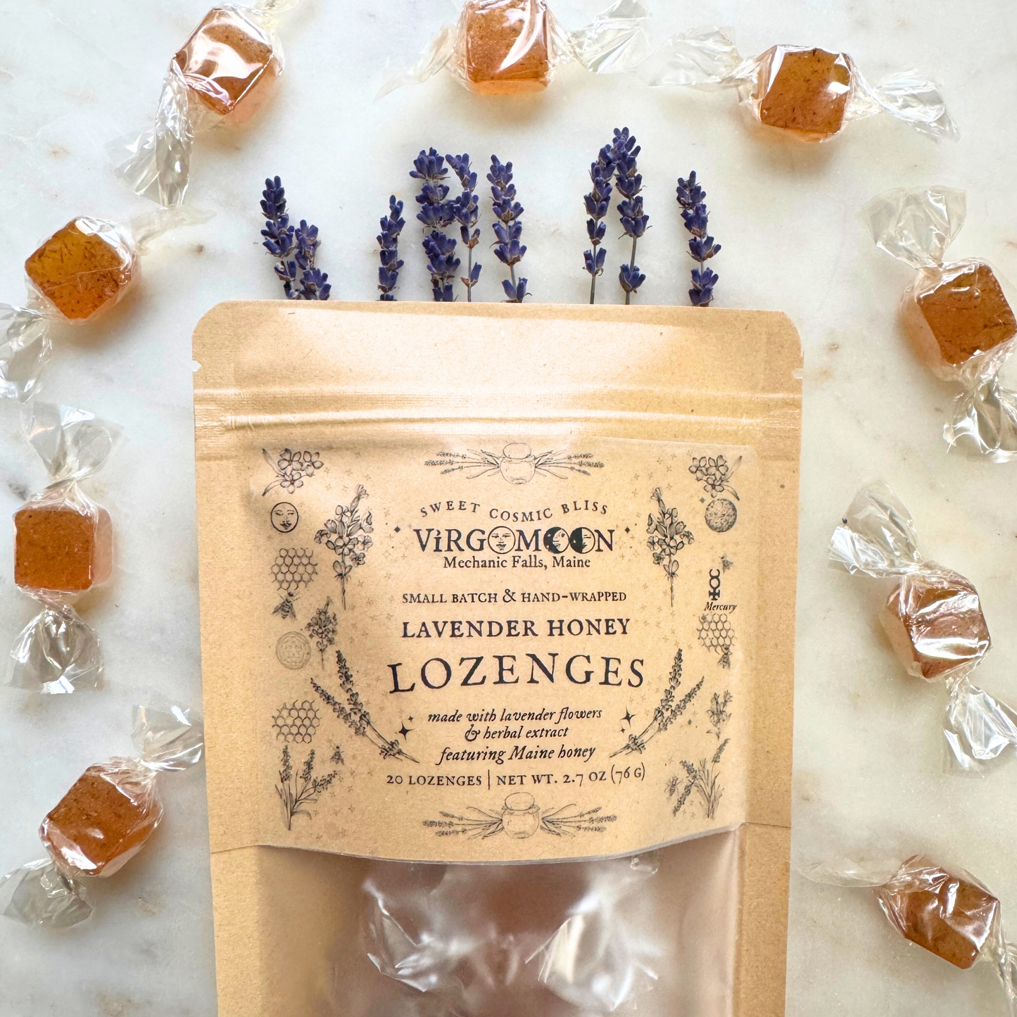 Lavender Honey Lozenges with Hand-Harvested Flowers