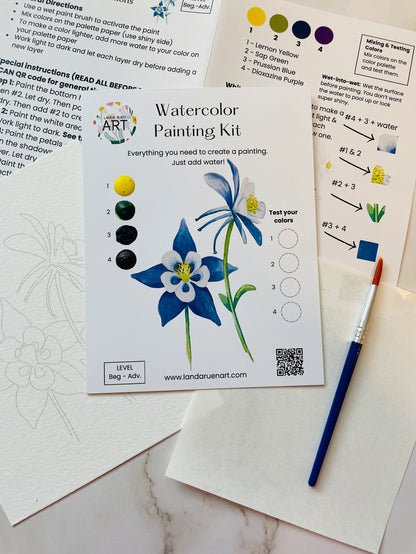 Columbine Flower Watercolor Kit