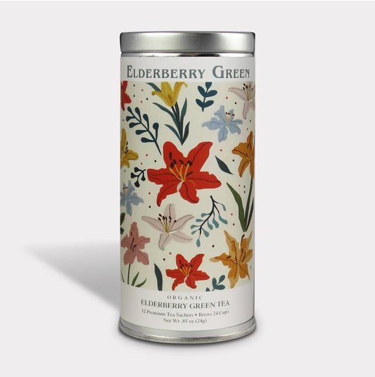Fluer Nuevo Elderberry Green Tea Sachets - Tall Tin