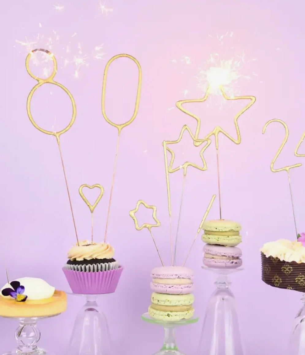 8" Gold Number Sparkler Wands