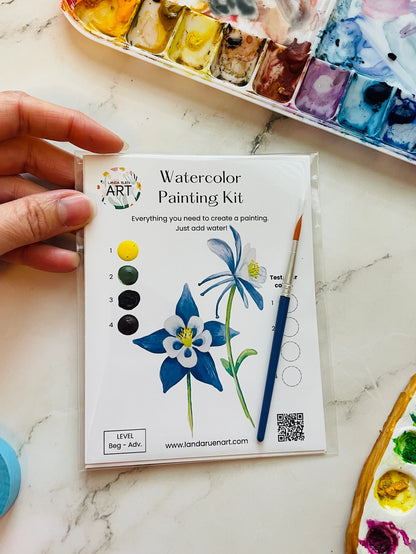 Columbine Flower Watercolor Kit