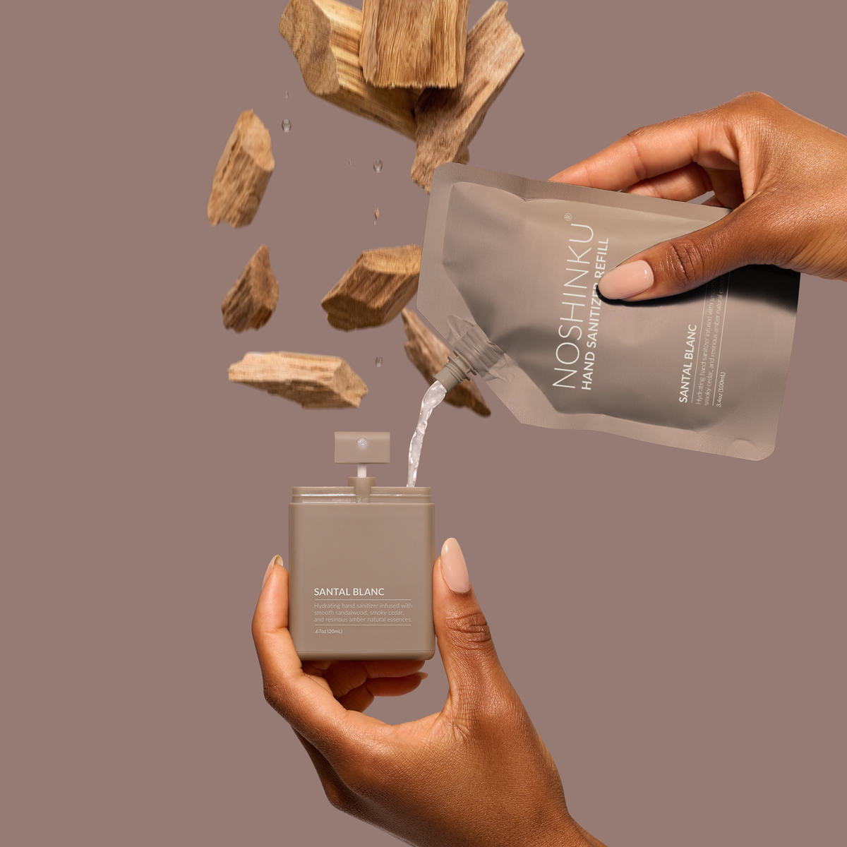 Santal Blanc Hydrating Hand Sanitizer Spray Refill Pouch