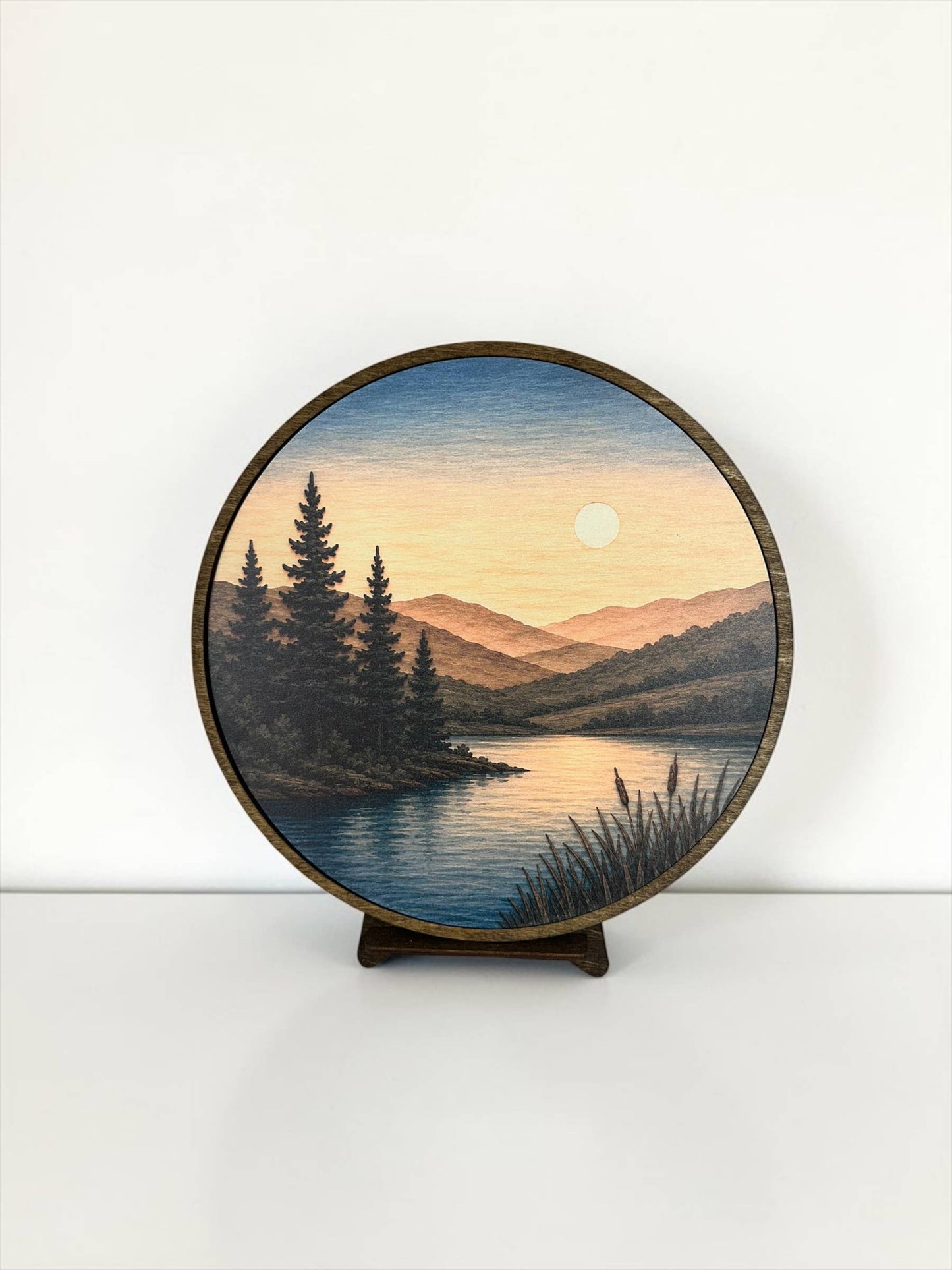 Handcrafted Wood Wall Art - Mountain Lake Print