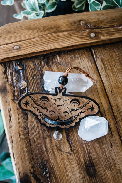Lunar Moth Wooden Airplant Holder Wall Hanger Suncatcher