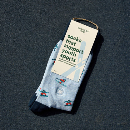 Socks that Support Youth Sports | Blue Skiers & Snowboarders