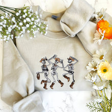 Load image into Gallery viewer, Embroidered Halloween Cowboy Skeleton Dancing Sweatshirt
