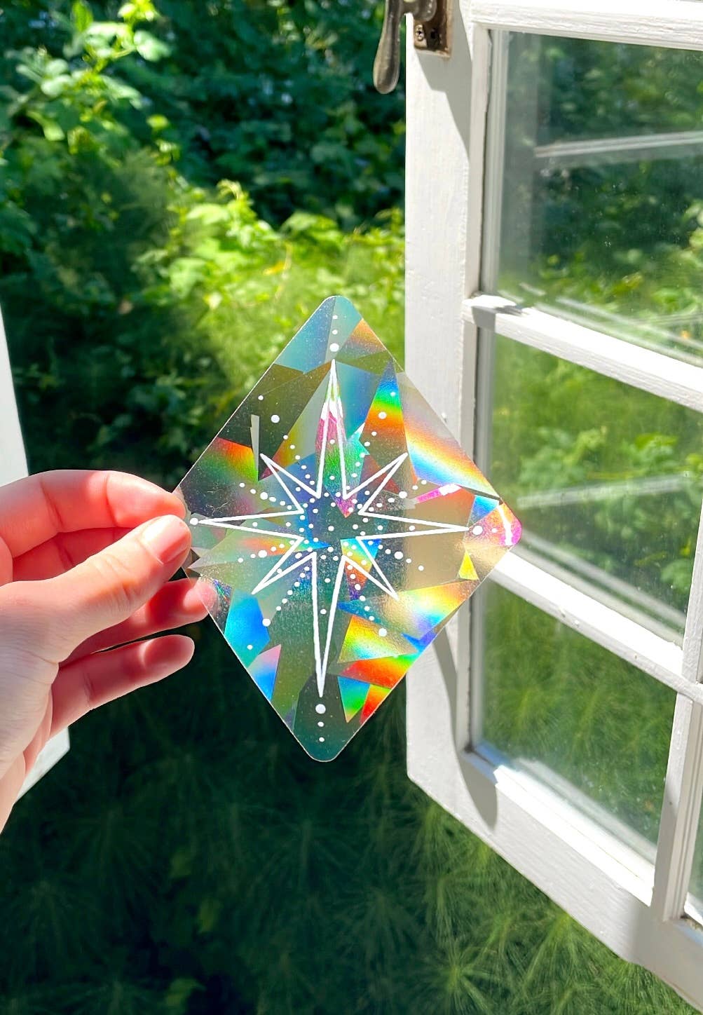 Suncatcher | White Star Window Sticker | Rainbow Maker Decal