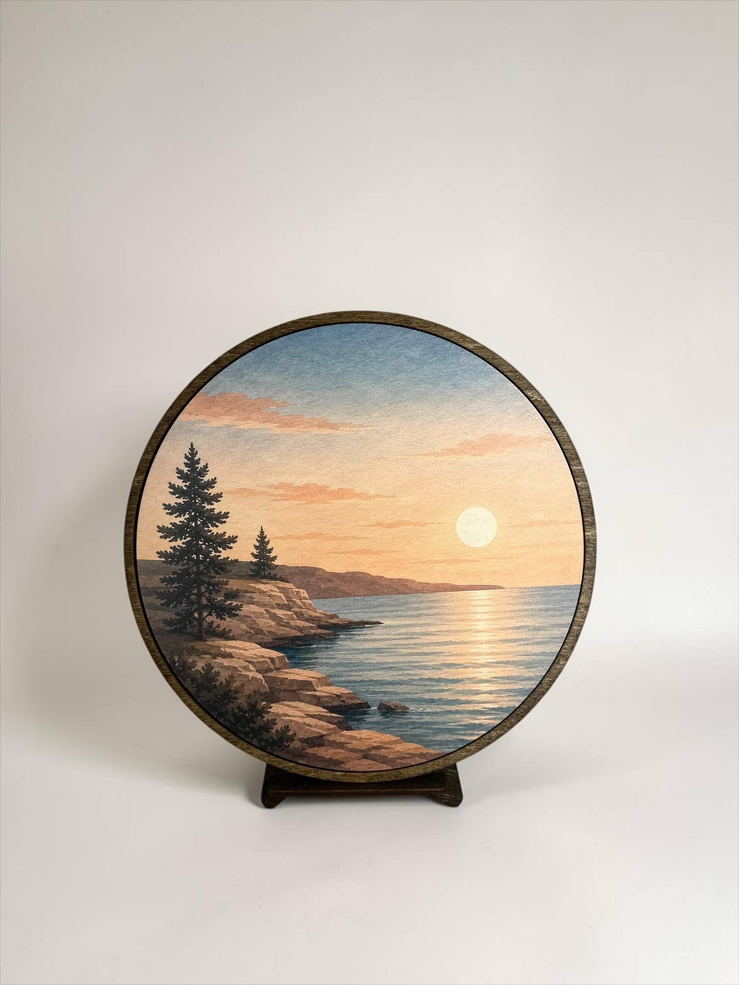 Handcrafted Wood Wall Art-Sunset Lake Print