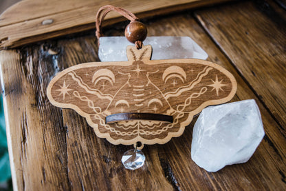 Lunar Moth Wooden Airplant Holder Wall Hanger Suncatcher