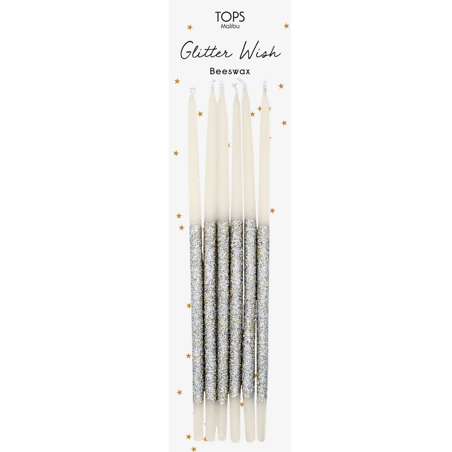 Glitter Wish 6" Beeswax Candles - Gold - Set of 6
