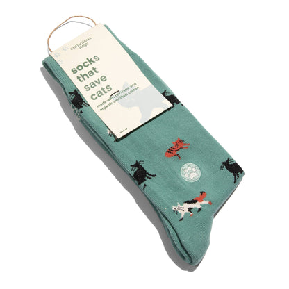 Socks that Save Cats | Teal Cats - Gifts for Cat People