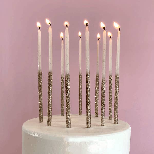 Glitter Wish 6" Beeswax Candles - Gold - Set of 6