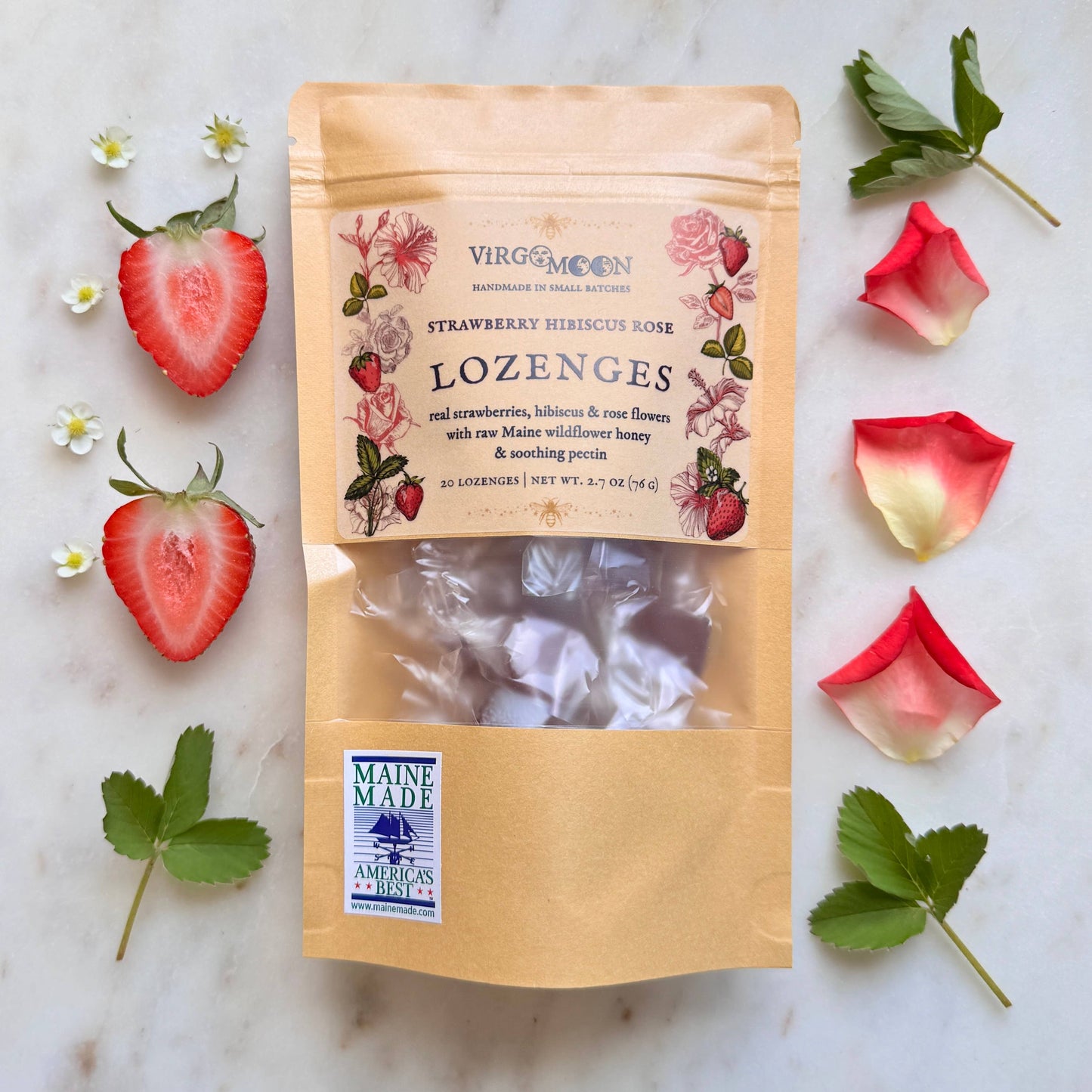 Strawberry Hibiscus Rose Lozenges