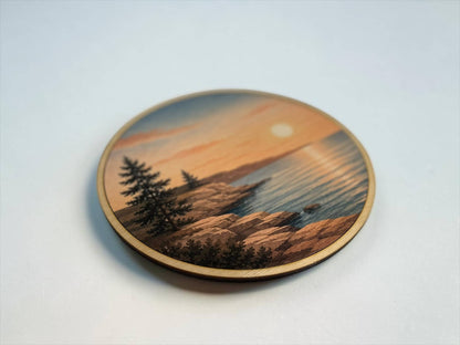 Handcrafted Wood Wall Art-Sunset Lake Print