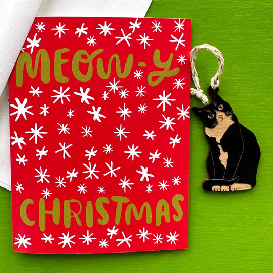 Meowy Christmas - Cat Ornament w/Card