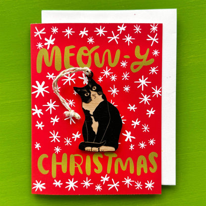 Meowy Christmas - Cat Ornament w/Card