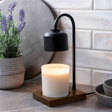 Load image into Gallery viewer, White &amp; Wood Arched Candle Warmer Lamp
