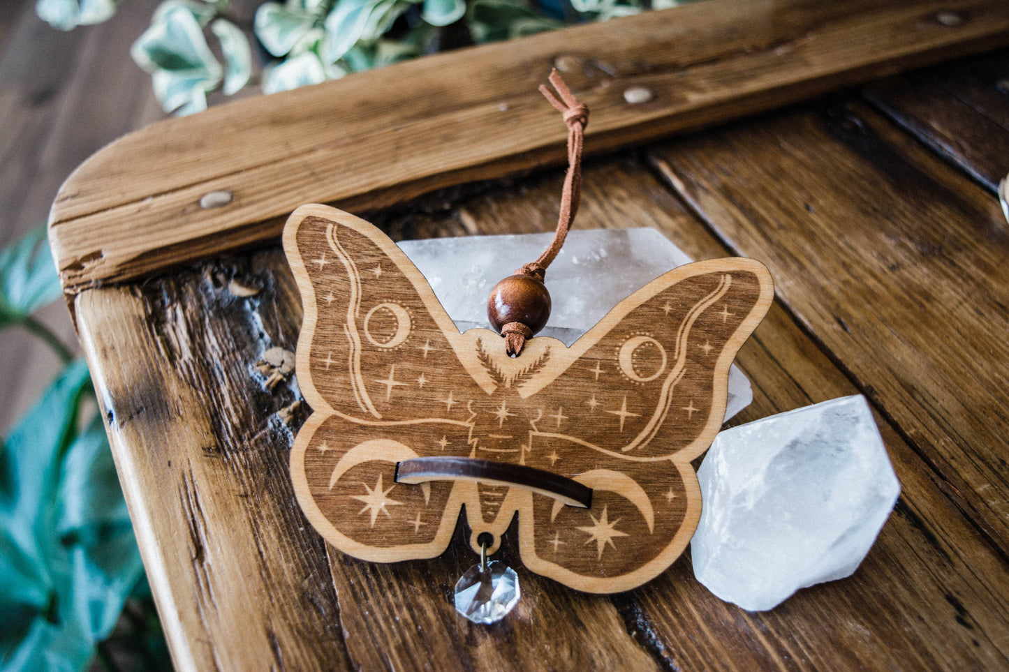 Celestial Moth Air Plant Hanger Suncatcher Crystal Prism