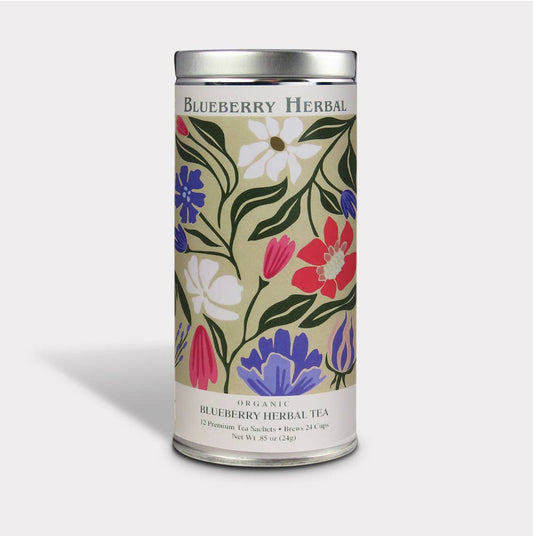 Fluer Nuevo Blueberry Herbal Tea Sachets - Tall Tin
