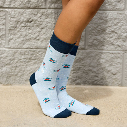 Socks that Support Youth Sports | Blue Skiers & Snowboarders