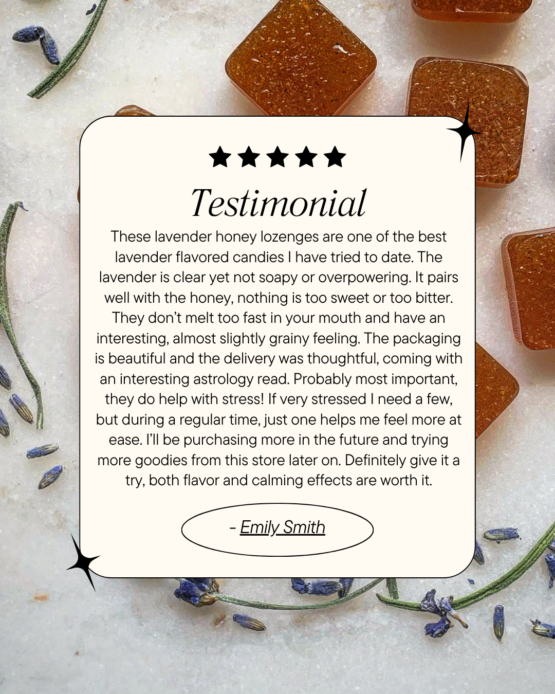 Lavender Honey Lozenges with Hand-Harvested Flowers