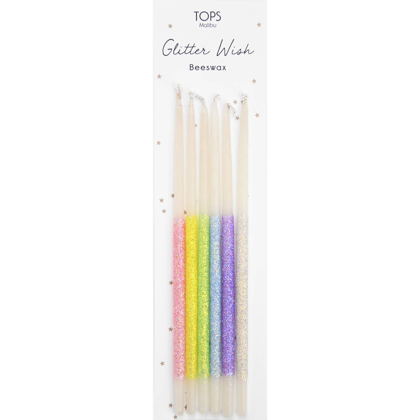 Glitter Wish 6" Beeswax Candles - Multi-Color - Set of 6