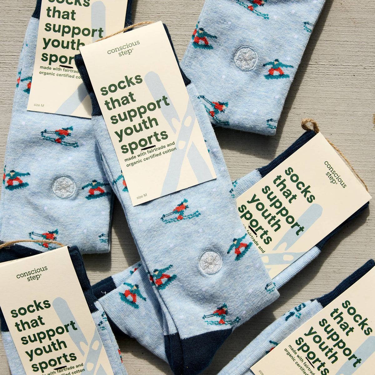 Socks that Support Youth Sports | Blue Skiers & Snowboarders