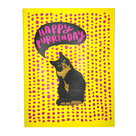 Happy Purrthday - Black Cat Magnet w/ Card
