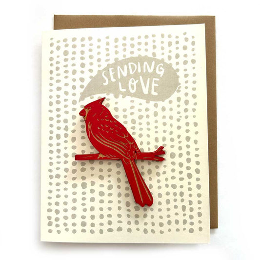 Sending Love - Cardinal Magnet w/Card