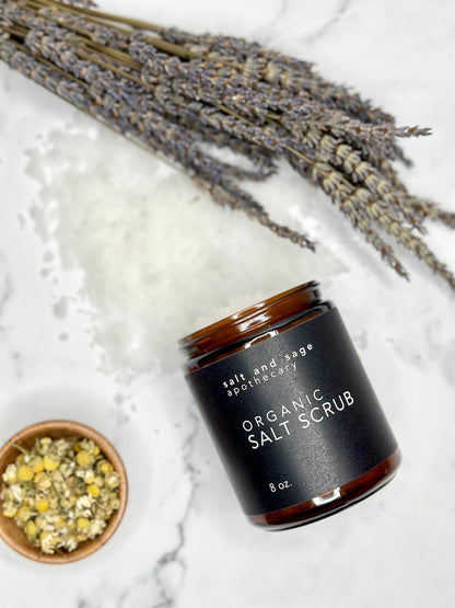 I AM Peaceful - Lavender + Chamomile - 8oz Organic Dead Sea Salt Scrub