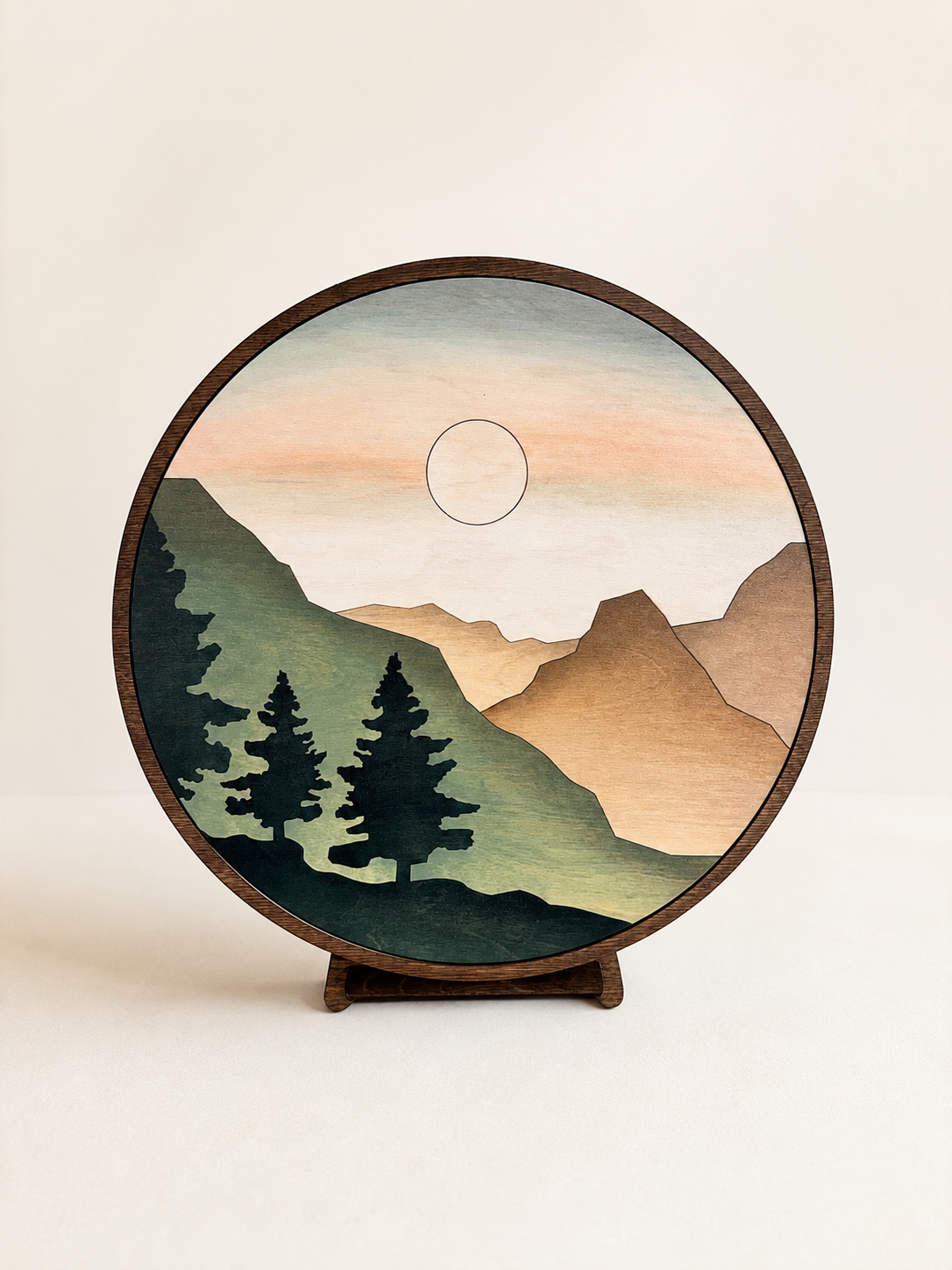 Handcrafted Wood Wall Art-10" Nature-Inspired Mountain Print
