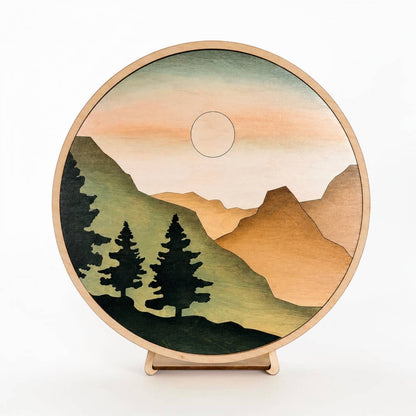 Handcrafted Wood Wall Art-10" Nature-Inspired Mountain Print